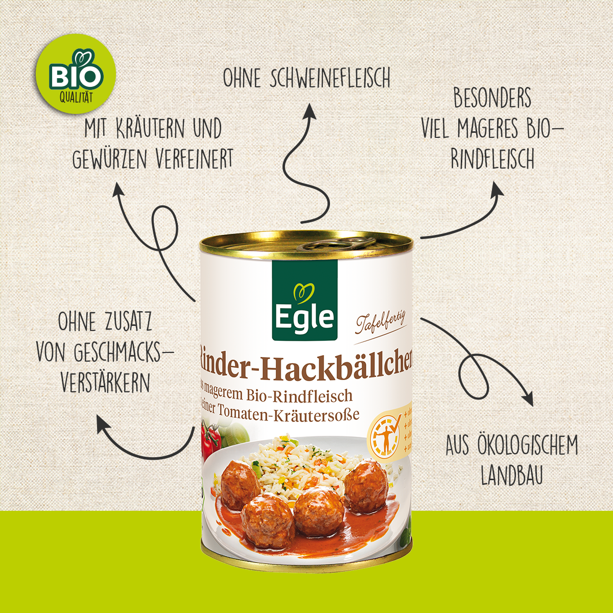 BIO Rinder-Hackbällchen in Tomatensauce, 2 x 400 g