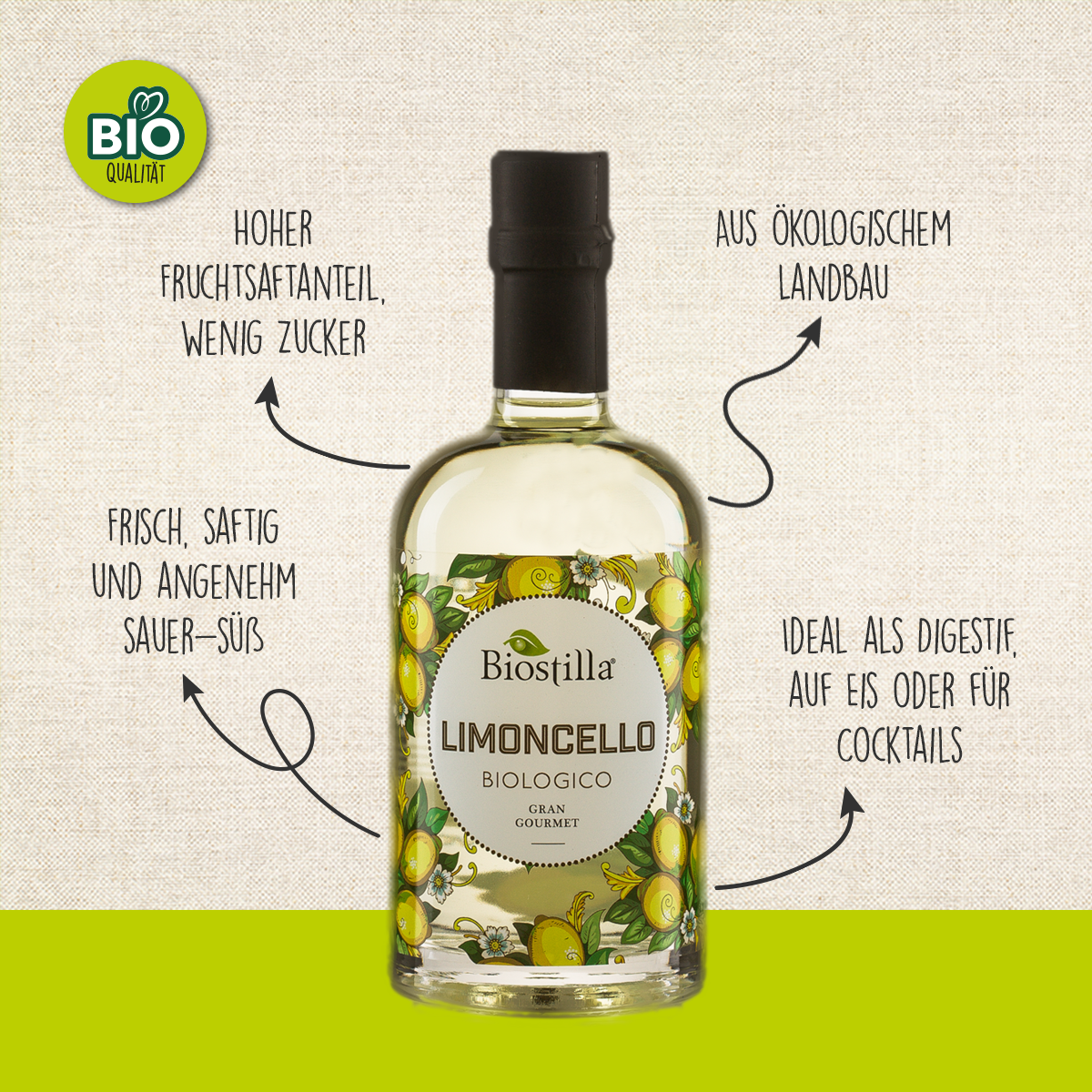 BIO Limoncello Zitronenlikör, 0,5 l