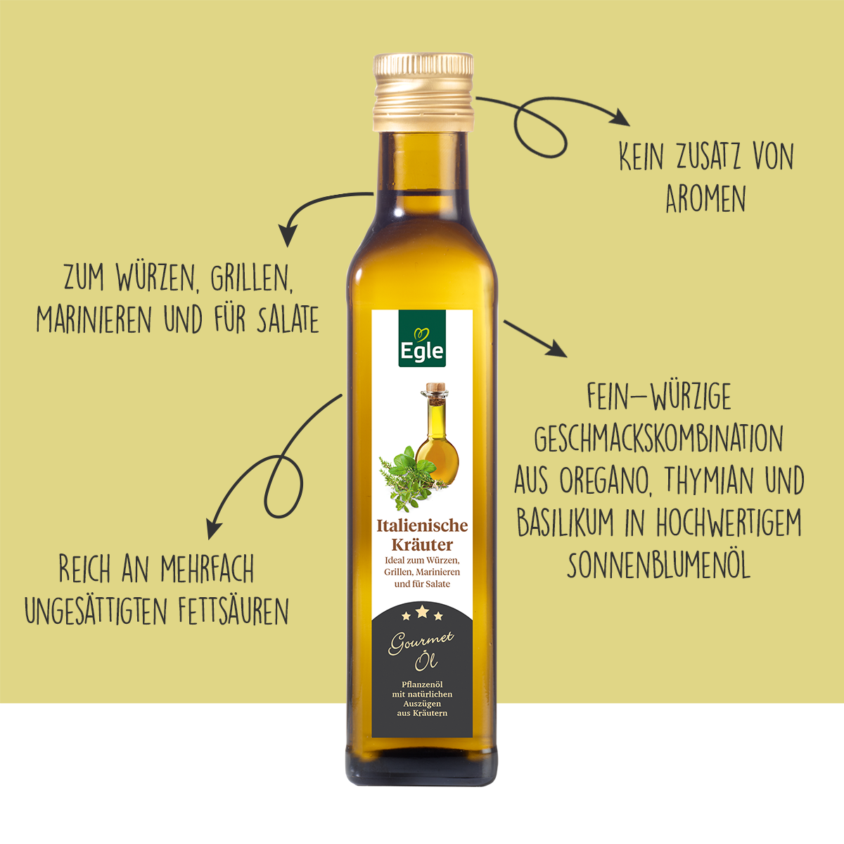 3 für 2 Gourmetöl Italienische Kräuter, 3 x 0,25 l