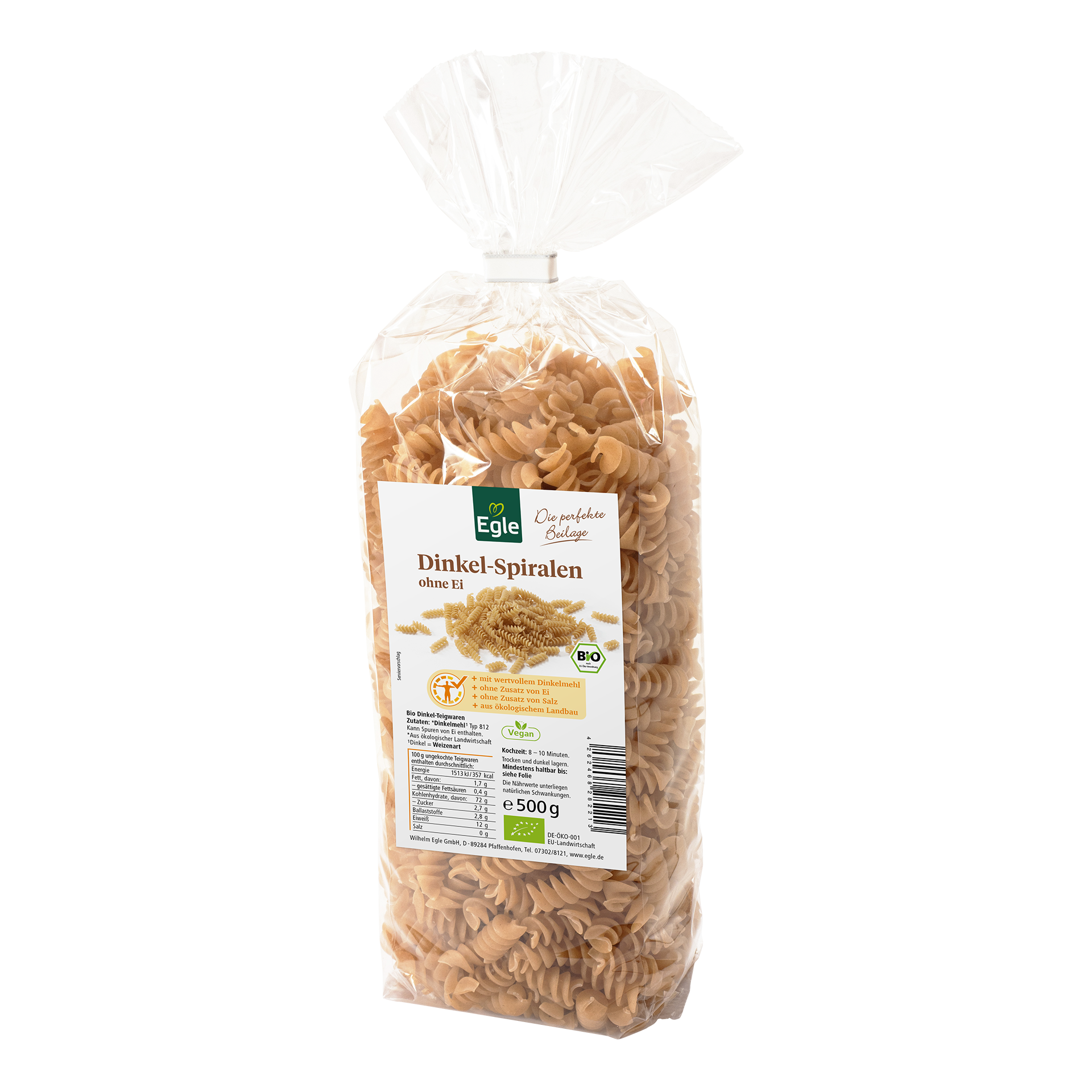 Bio Dinkel Spiralnudeln, 500 g