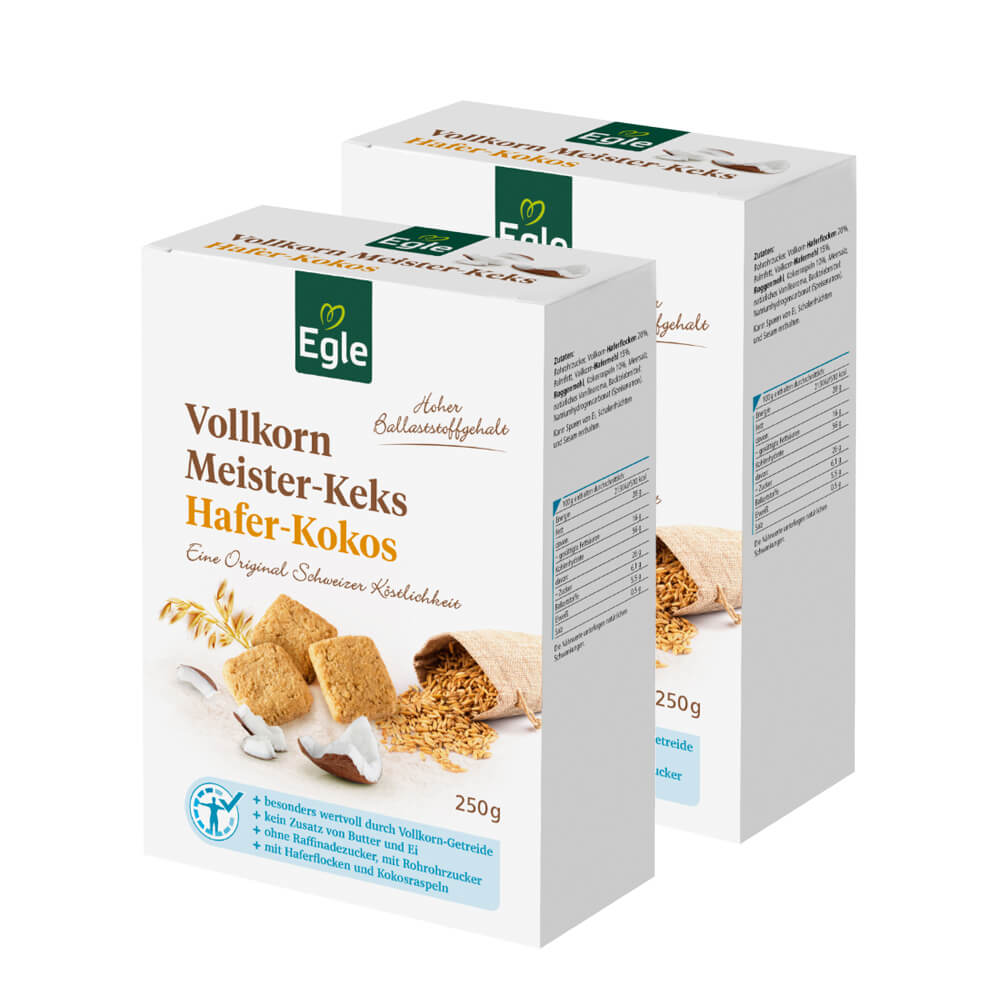 Vollkorn Meister-Keks Hafer-Kokos, 2 x 250 g