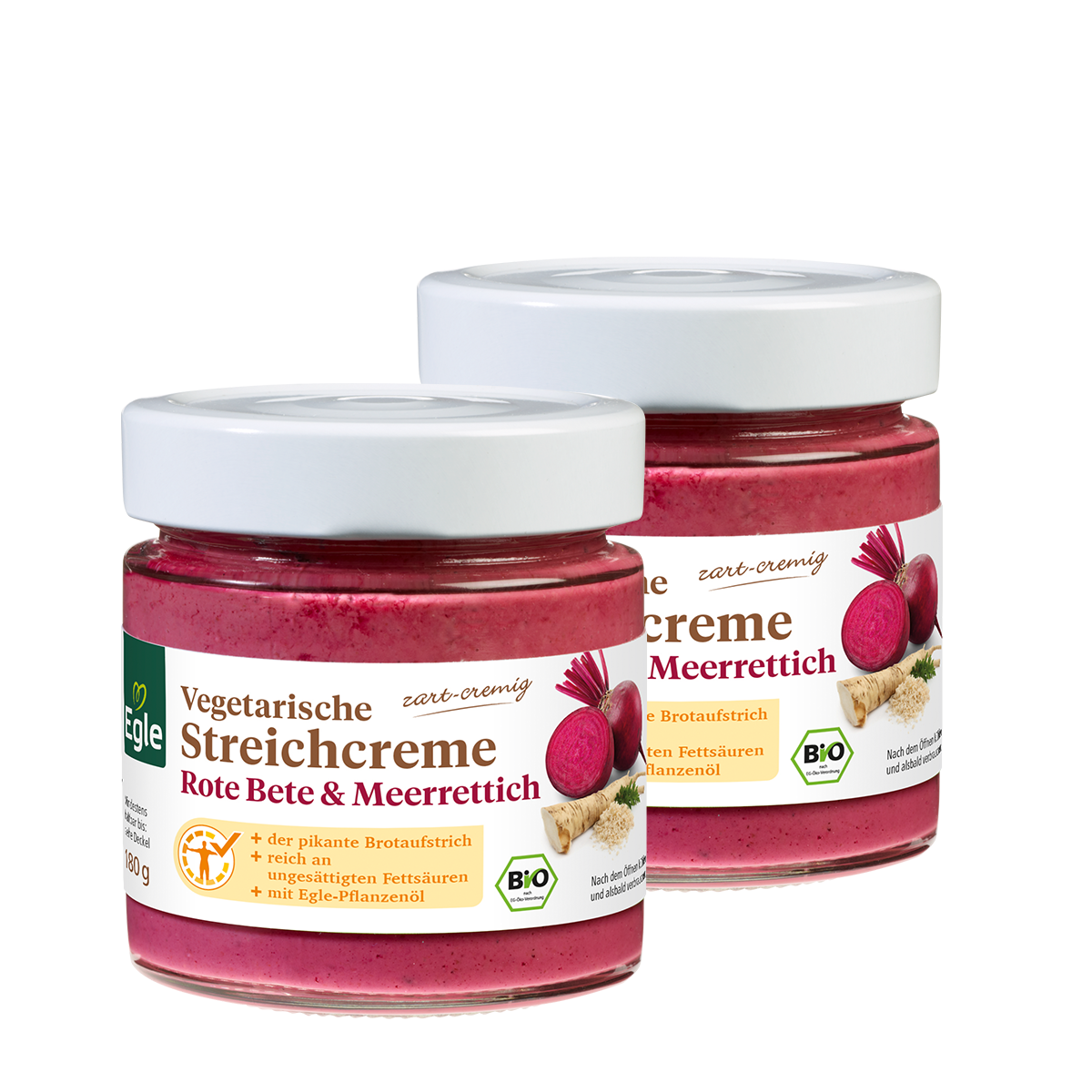 BIO Vegetarische Streichcreme Rote Bete & Meerrettich, 2 x 180 g