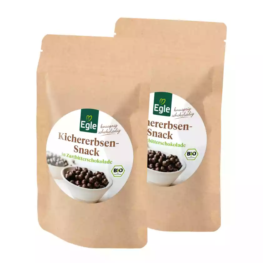BIO Kichererbsen-Snack in Zartbitterschokolade, 2 x 100 g