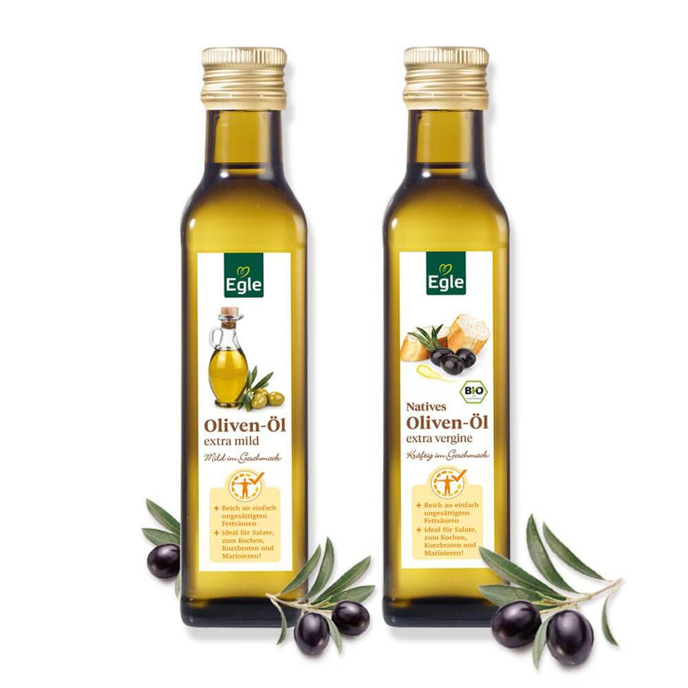 Gratis Natives Oliven-Öl extra vergine und Oliven-Öl mild, 2 x 0.25 l