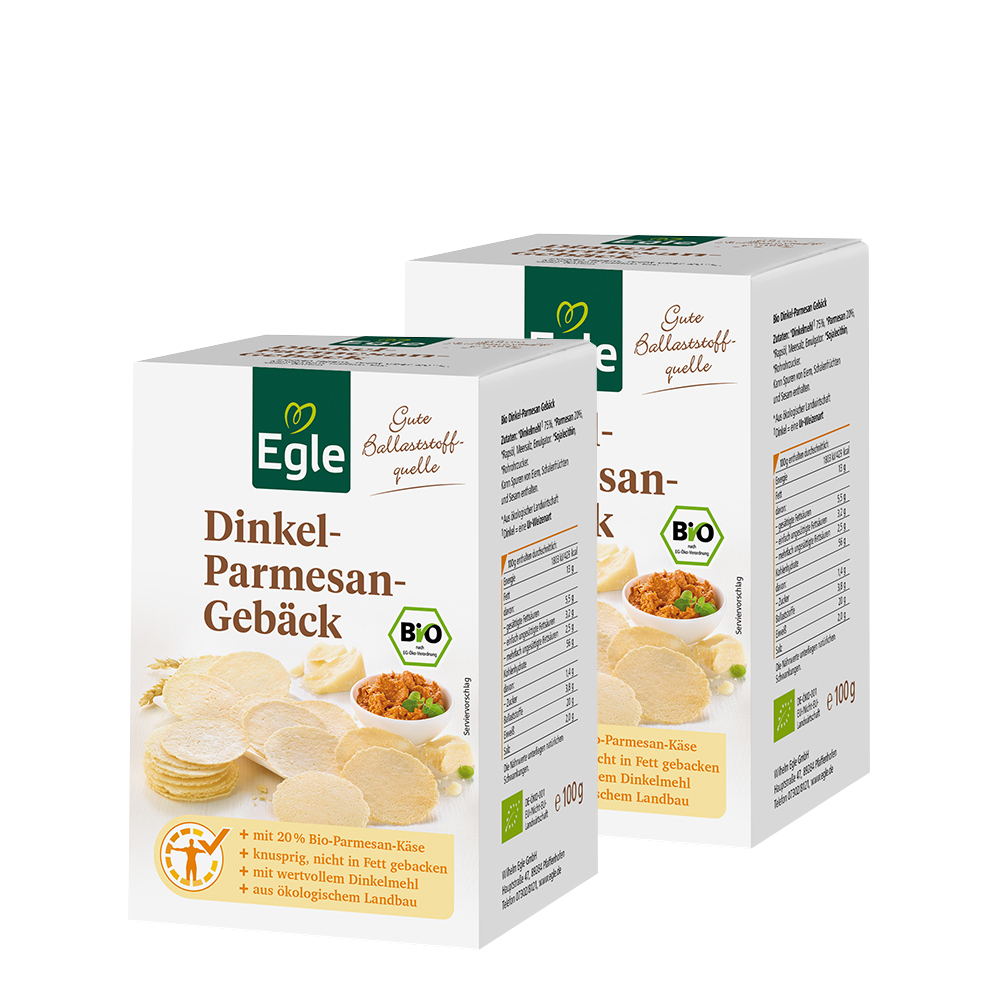 Bio Dinkel-Parmesan-Gebäck, 2 x 100 g - Aktion
