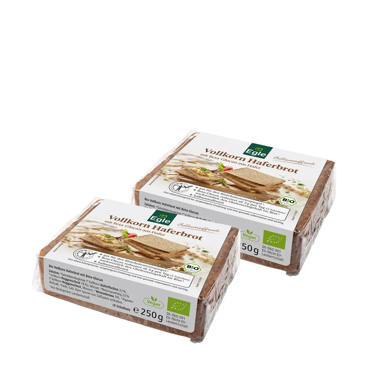 Bio Vollkorn Haferbrot, 2 x 250 g