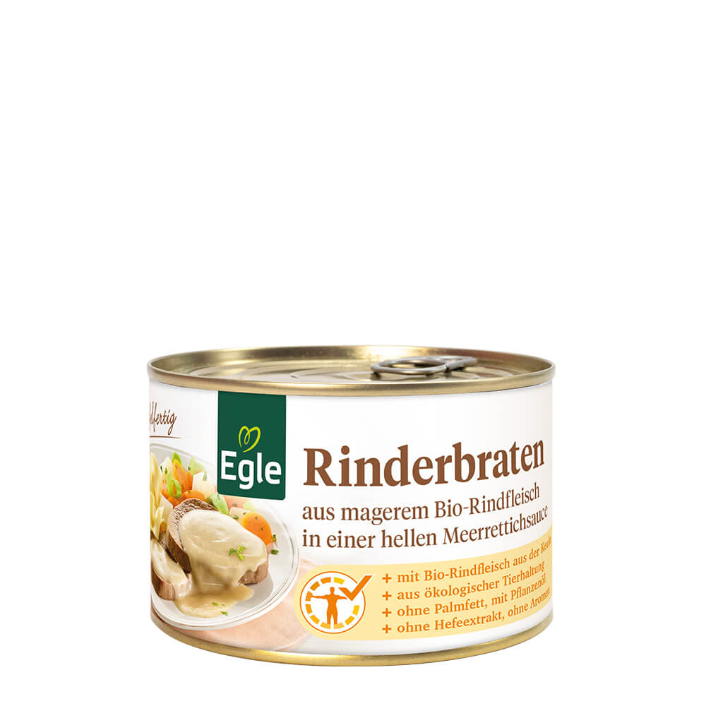 Bio Rinderbraten in einer hellen Meerrettichsauce, 400 g