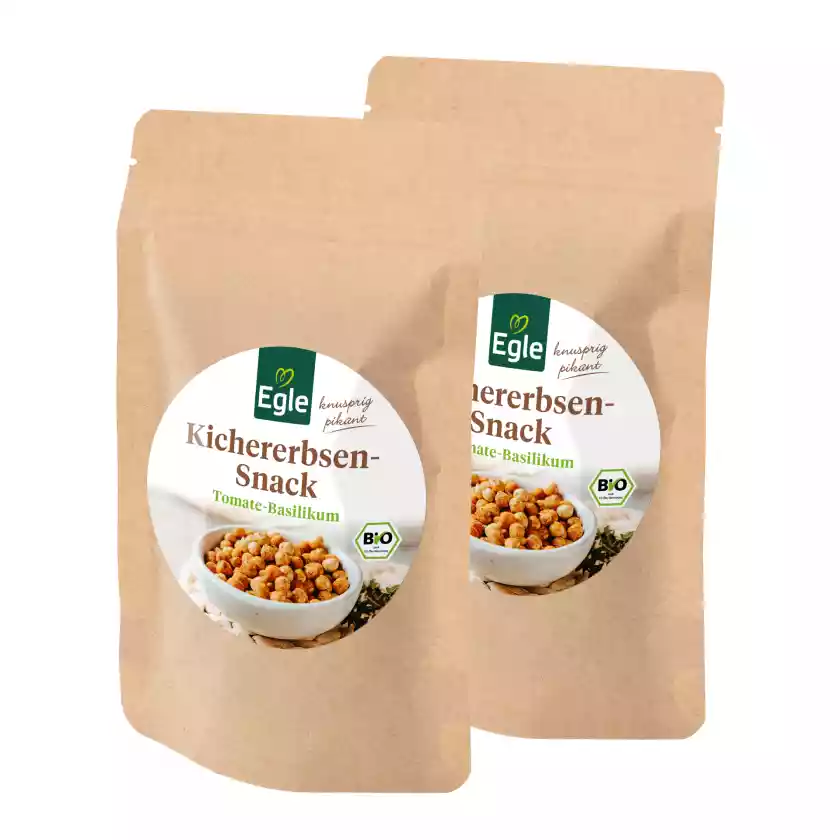 BIO Kichererbsen-Snack Tomate-Basilikum, 2 x 90 g