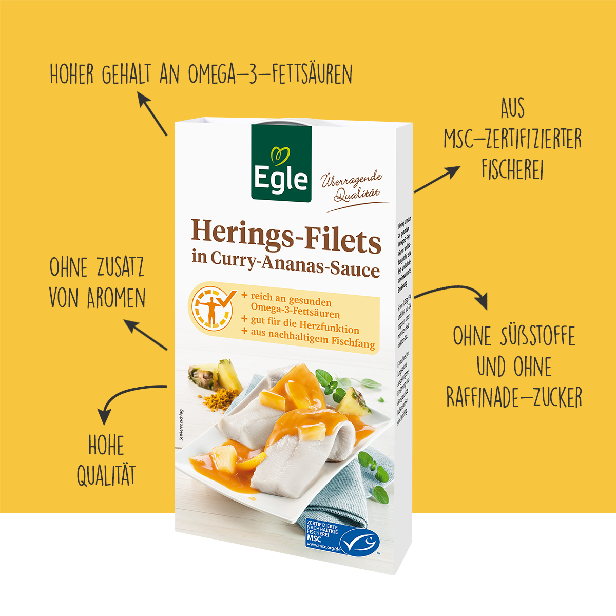 Heringsfilet in Curry-Ananas-Sauce, 190 g