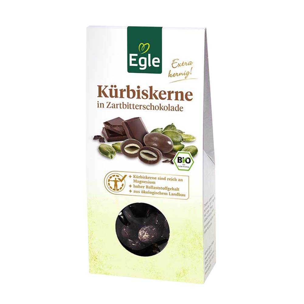 Bio Kürbiskerne in Zartbitterschokolade, 90 g