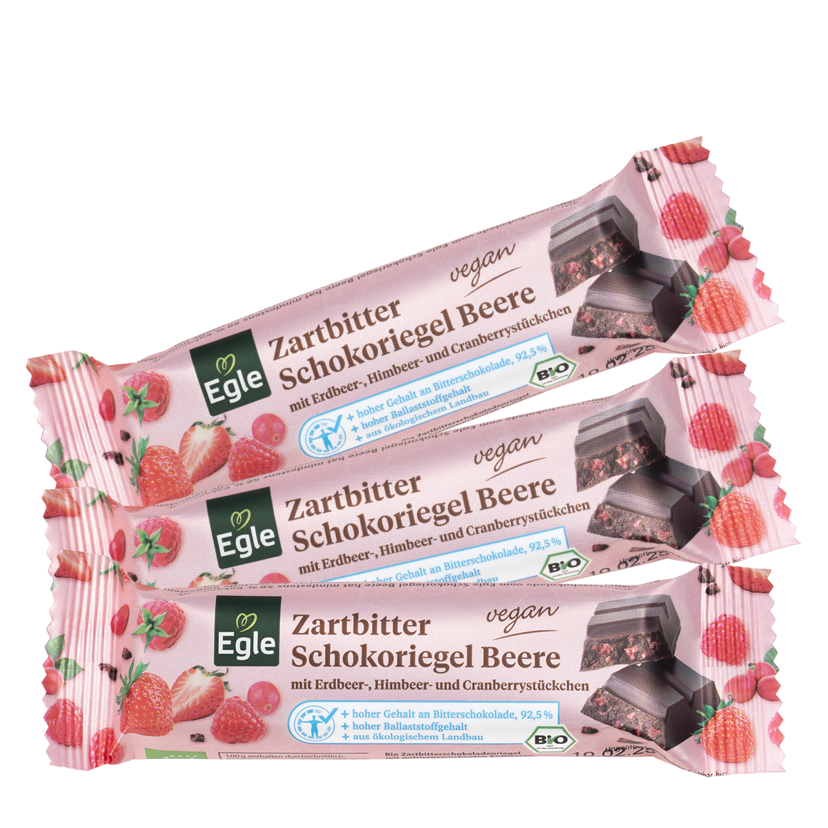BIO Zartbitter-Schokoriegel Beere, 3 x 50 g