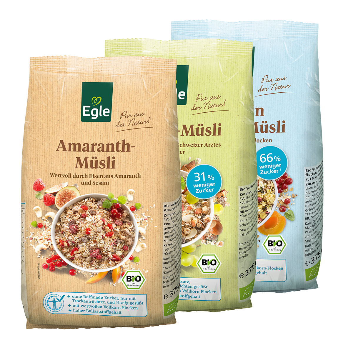BIO Vollkorn-Müsli Vorteils-Paket , 3 x 375 g