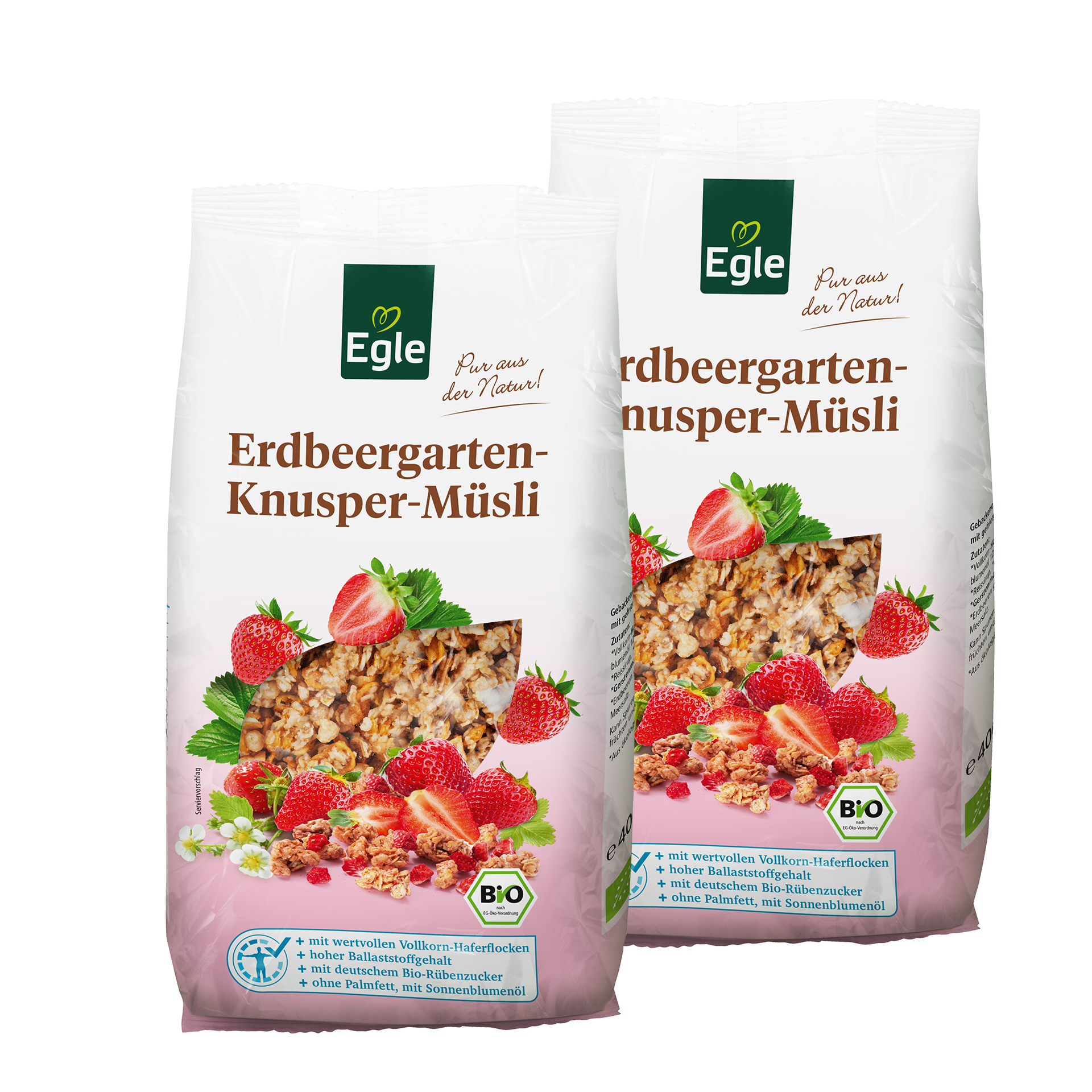 Bio Erdbeergarten-Knusper-Müsli, 2 x 400 g